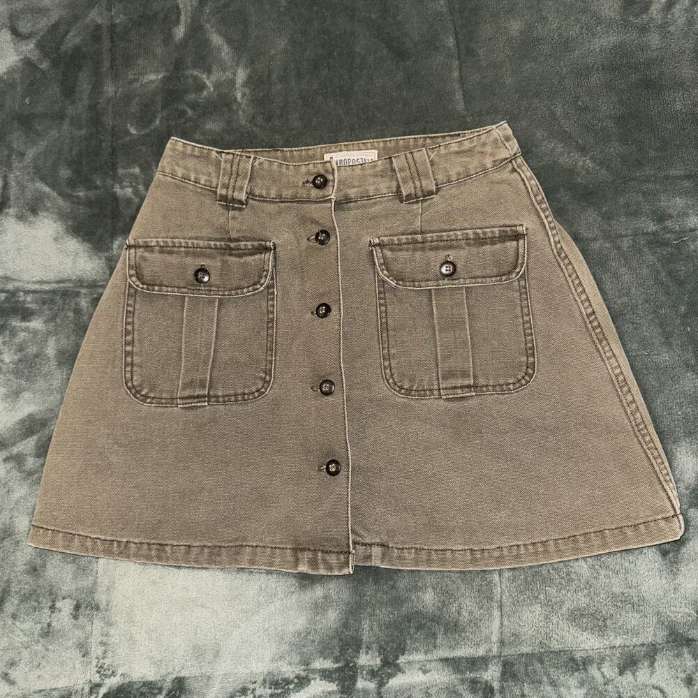 Vintage Y2K Aeropostale Utility Mini Skirt Women's 4 Olive Green Button Front